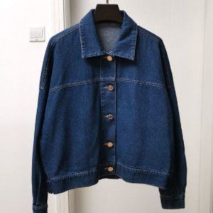Lapel bat sleeve denim jacket